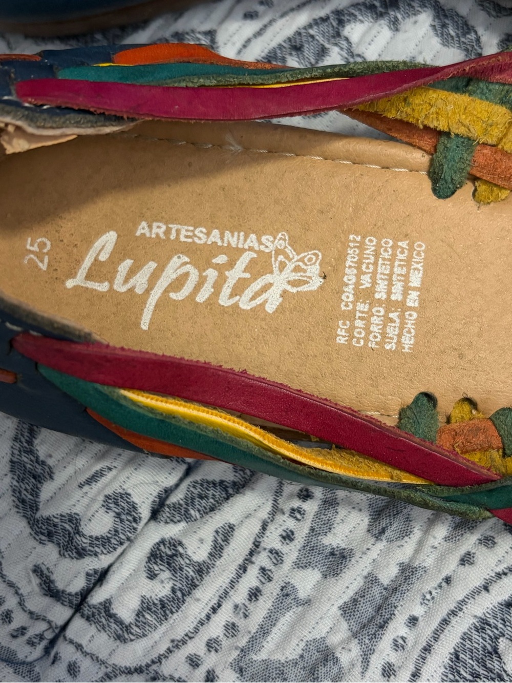 Multicolor Lupita Woven Leather Huarache Flats - Women 8 - Picture 3 of 6